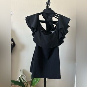Blue Blush Black Ruffle Mini Dress